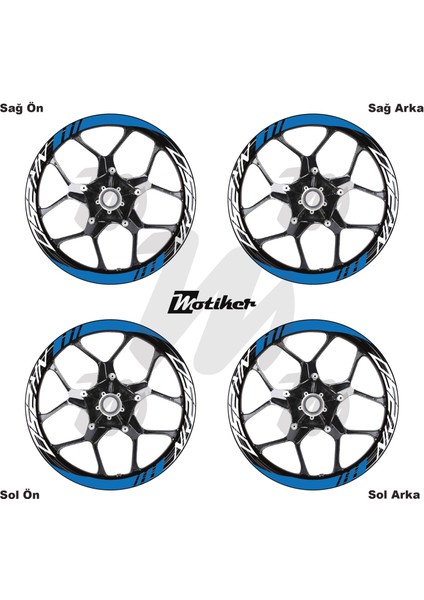 Cfmoto NK250 Geniş Jant Sticker Modeli 16'lı Mavi Beyaz fiyatları