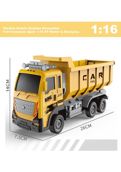 Uzaktan Kumandalı Full Fonksiyon Şarjlı 1:16 Inşaat Iş Kamyonu Damperli 26 cm modelleri