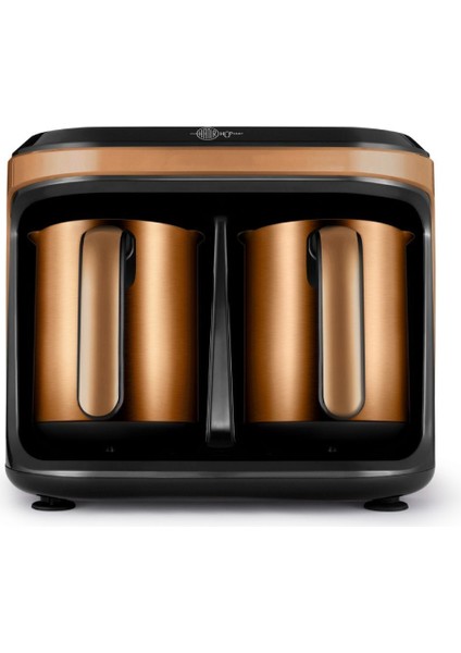 Ikili Çelik Türk Kahve Makinesi 10 Fincan Kapasiteli Metalik Tasarım