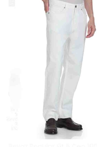 Beyaz Regular Pamuk Kot Pantolon