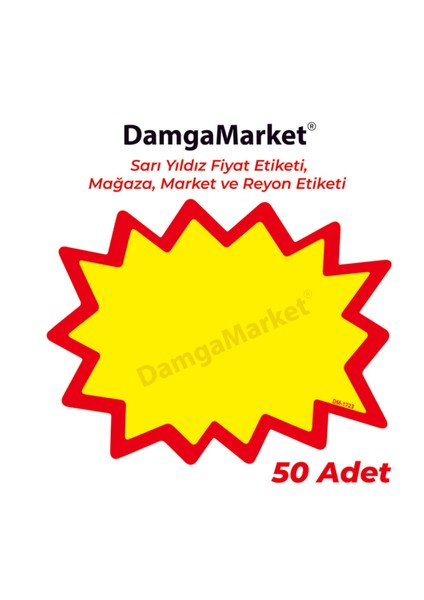 Sarı Yıldız Etiketi, Mağaza, Market ve Reyon Etiketi 17X23 cm 230 gr Bristol Karton 50 Adet modelleri