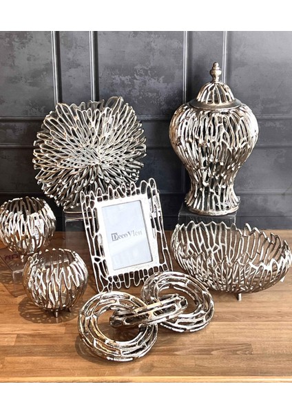 7 Parça Pirinç Gümüş Konsol Seti