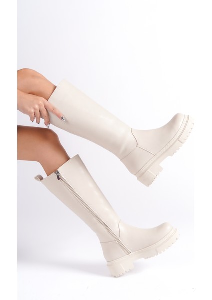 Mary Fermuarlı Ortopedik Taban Suya ve Soğuğa Dayanıklı Günlük Kışlık Kadın Çizme Kt Krem indirimleri