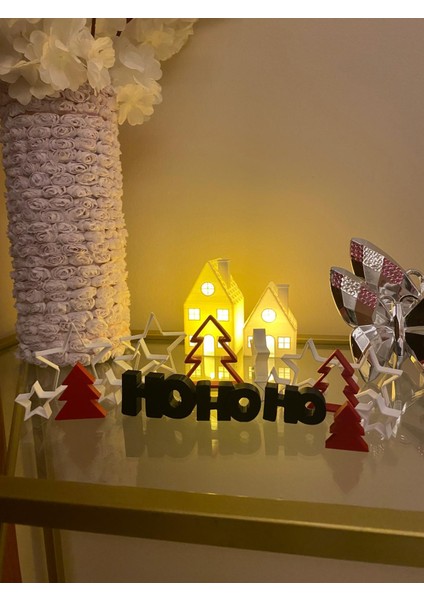 Smilechild Yılbaşı Dekorasyon Hohoho Yıldızlar ve Yılbaşı Ağaçları 17 Parça 3-6 cm