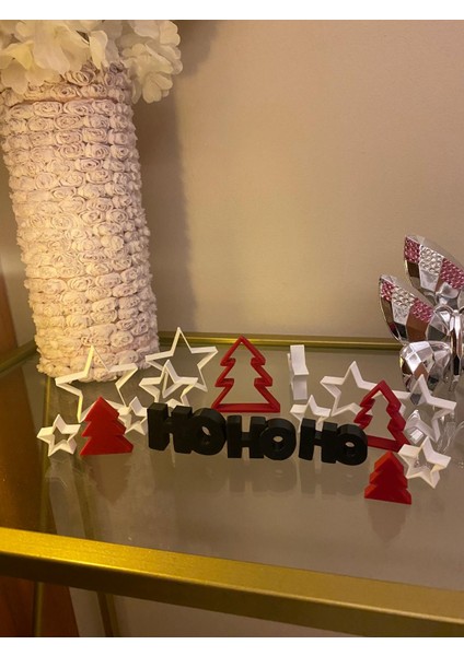 Smilechild Yılbaşı Dekorasyon Hohoho Yıldızlar ve Yılbaşı Ağaçları 17 Parça 3-6 cm modelleri