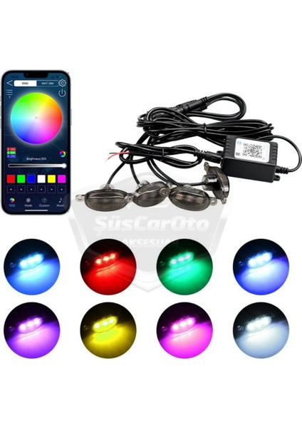 Üniversal Oto Rgb Ön Panjur Ledi App Kontrollü Araç Ön Izgara Aydınlatma Off Road Suv Dekoratif Panjur Lambası 4\'lü 12V ONG66 fiyatları
