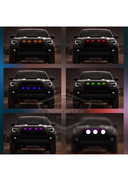 Üniversal Oto Rgb Ön Panjur Ledi App Kontrollü Araç Ön Izgara Aydınlatma Off Road Suv Dekoratif Panjur Lambası 4\'lü 12V ONG66 fırsatları