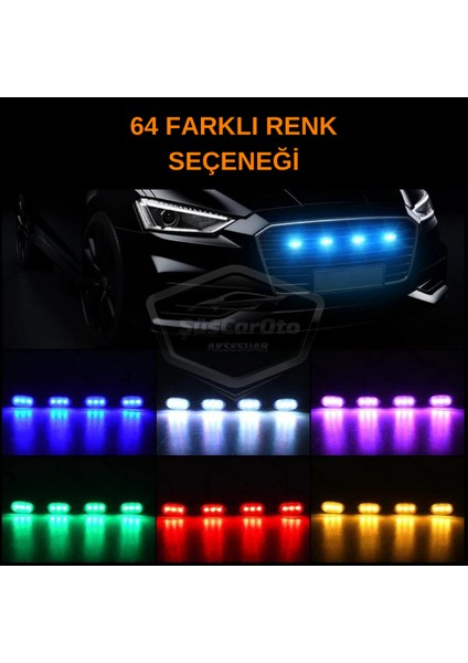 Üniversal Oto Rgb Ön Panjur Ledi App Kontrollü Araç Ön Izgara Aydınlatma Off Road Suv Dekoratif Panjur Lambası 4\'lü 12V ONG66 indirimleri