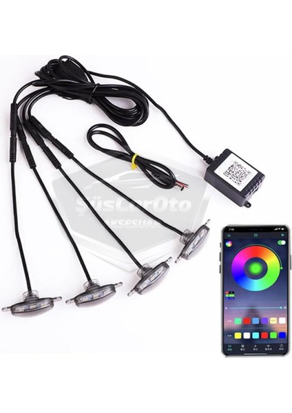 Üniversal Oto Rgb Ön Panjur Ledi App Kontrollü Araç Ön Izgara Aydınlatma Off Road Suv Dekoratif Panjur Lambası 4\'lü 12V ONG66