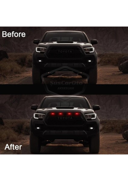 Üniversal Oto Rgb Ön Panjur Ledi App Kontrollü Araç Ön Izgara Aydınlatma Off Road Suv Dekoratif Panjur Lambası 4\'lü 12V ONG66