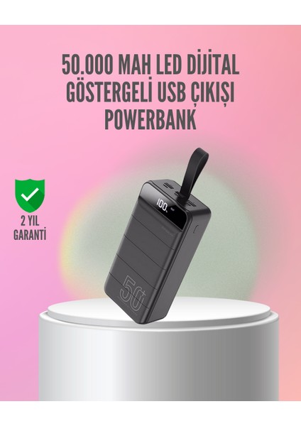 50.000 Mah Ultra Güçlü Powerbank 4 USB Çıkışlı, LED Dijital Göstergeli, Hızlı Şarj Deste