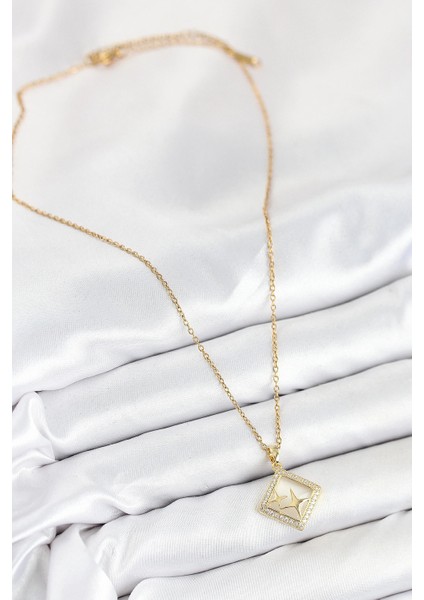 316L Çelik Zirkon Taşlı Yıldız Model Gold Renk Kadın Kolye fiyatları