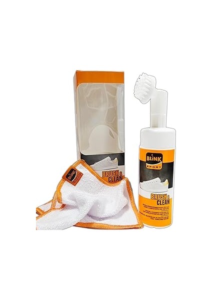Blink Brush & Clean Ayakkabı Temizleme Köpüğü Seti, 150 Ml, Fırça ve Bez Içeren, Deri Süet Te