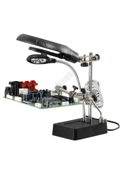 Masa Üstü Mandallı ,2.5X90MM, 7.5X34MM Mercekli ,adaptörlu Işıklı Büyüteç - Lisinya