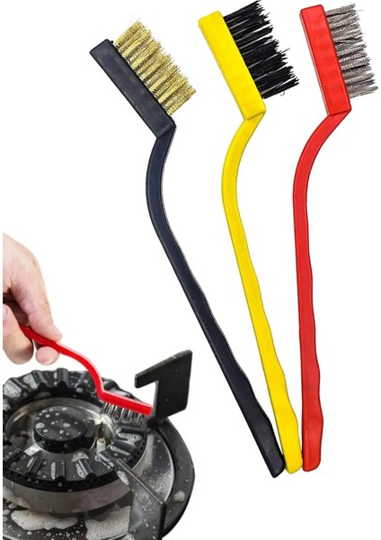 3 Lü Detaylı Temizlik Bakır,demir ve Sert Plastik Tel Fırça