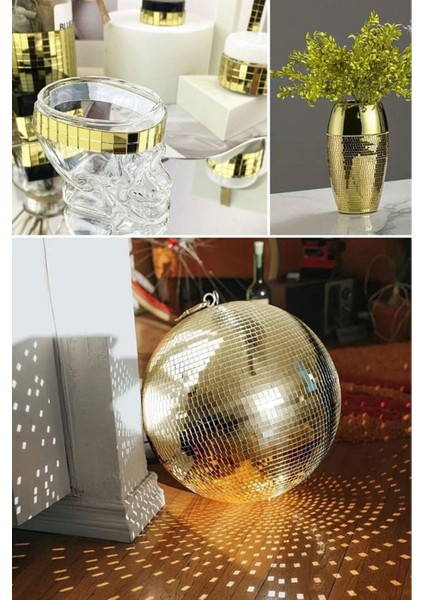 1 Metre Uzunluğunda Gold Renk Aynalı Mozaik Taşlı Dekor Bandı 4 cm x 1 mt fiyatları