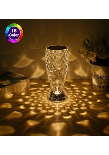Kristal Masa Lambası Rgb Renk Değiştiren Gece Lambası 16 Renk ve 4 Mod Dokunmatik Kontrol