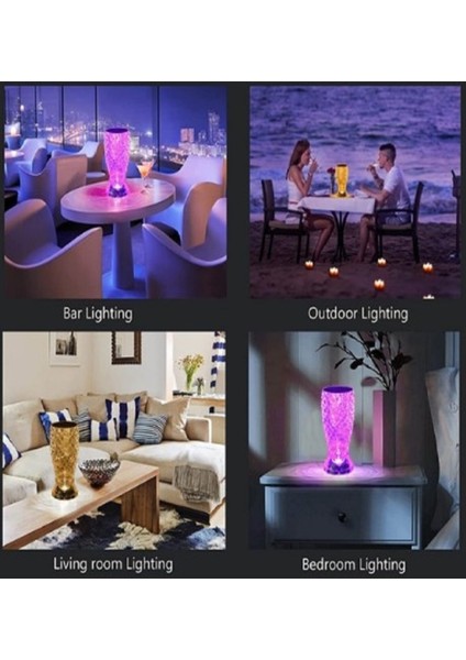Kristal Masa Lambası Rgb Renk Değiştiren Gece Lambası 16 Renk ve 4 Mod Dokunmatik Kontrol fırsatları
