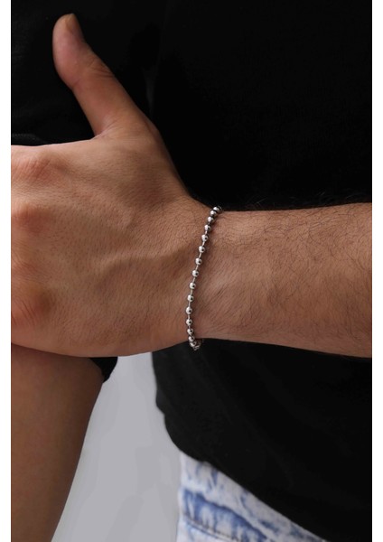 Misket Sıralı Tasarım Çelik Erkek Bileklik