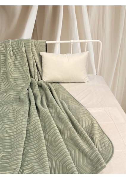Tek Kişilik Battaniye Kalın Embos Yeşil