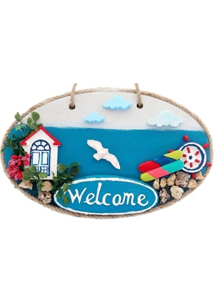 Sahil Kasabası Welcome Yazılı El Yapımı Kapı Süsü fiyatları