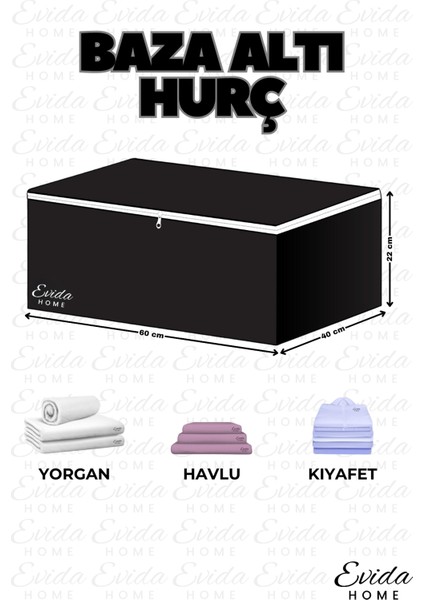 8'li Siyah Fermuarlı Baza Altı Hurç, 60X40X20, Organizer, Çekyat Hurcu fiyatları