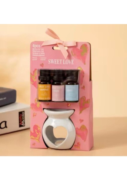 3’lü Aromaterapi Uçucu Yağ Seti ve Seramik Buhurdanlık – Rahatlatıcı Oda Kokusu & Spa Deneyimi
