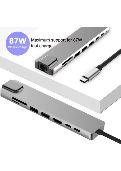 Type-C Çoklu Dönüştürücü – 87W Pd, Hdmı, 2x USB 3.0, RJ45, Sd/tf Kart Girişli Hub fırsatları