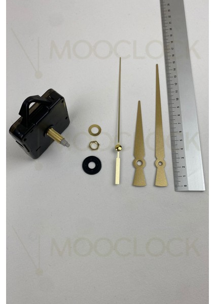 Sessiz Metal Duvar Saati Mekanizması, 22 mm Şaft, Akrep, Yelkovan, Saniye, Askılı