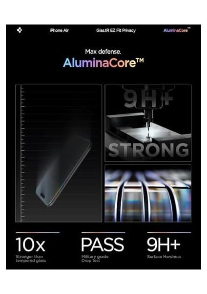 Air ile Uyumlu Hayalet Cam Ekran Koruyucu Aluminacore™ Iyonlaştırılmış Güçlendirilmiş Cam Teknolojisi Kolay Kurulum Glas.tr Ez Fit Privacy Hd (2 Adet) - AGL09862 fiyatları