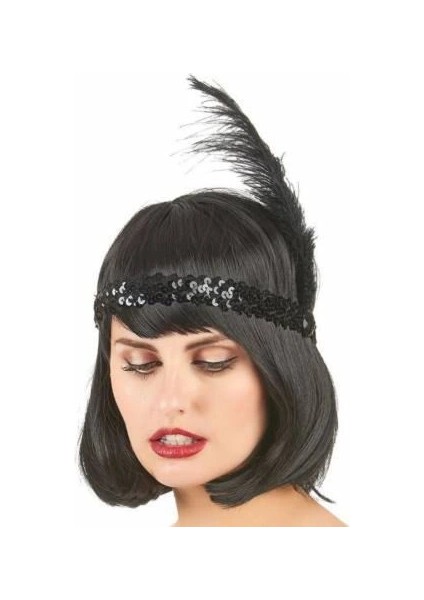 Buğz Yılbaşı Saç Tüyü Saç Bandı Siyah Renk