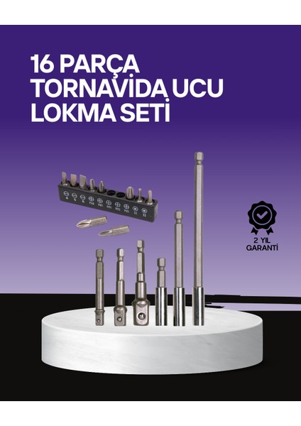 Çok Amaçlı 16LI Bits Uç Seti Dayanıklı Tornavida Adaptör