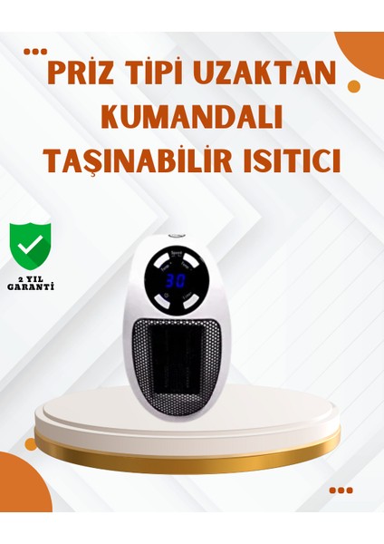 Priz Tipi Mini Isıtıcı LED Ekran Ayarlı Sıcaklık Zamanlayıcı