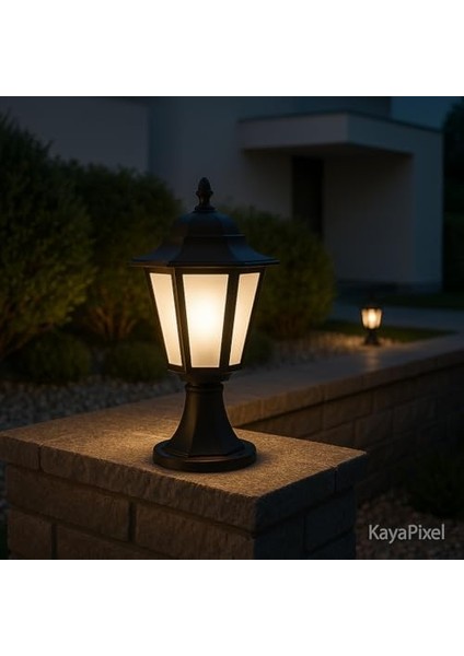 Klas Set Üstü Bahçe Aydınlatma | 42 cm Siyah Dış Mekan Aplik Yol Lambası | IP54 E27 Duylu Direk Tipi Bahçe Lambası (1 Adet)