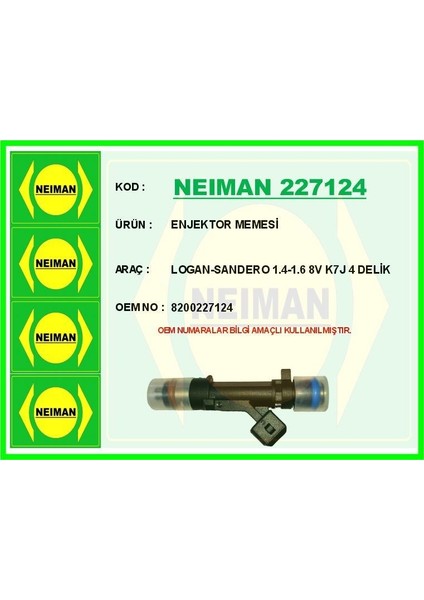 Enjektor Memesi Logan-Sandero 1.4-1.6 8V K7J 4 Delik