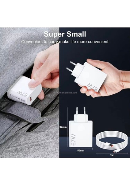 ⚡ 67W Hızlı Şarj Adaptörü + Type-C Kablosu | Süper Hızlı Şarj Cihazı 1 Metre fiyatları