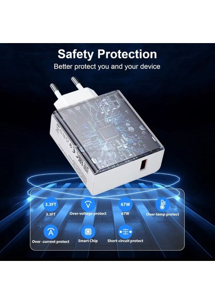⚡ 67W Hızlı Şarj Adaptörü + Type-C Kablosu | Süper Hızlı Şarj Cihazı 1 Metre modelleri