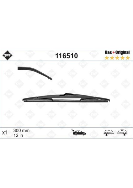 Techmrt Silecek Swf 30CM X1 Arka Twng 03/93 -Toyota Aygo Yaris 02/01 Scenic 2.09 C1 107