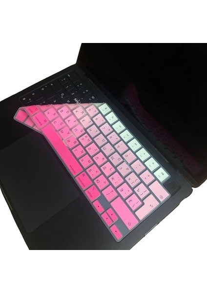 MacBook Klavye Koruyucu Rusça Baskılı Uk-Ters L Enter Tipi Air 13,6-15,3inç- Pro 14,2-16,2inç M1-M2-M3-M4 Pro Max Uyumlu, Ince Hafif Yıkanabilir Silikon Klavye Filmipembe