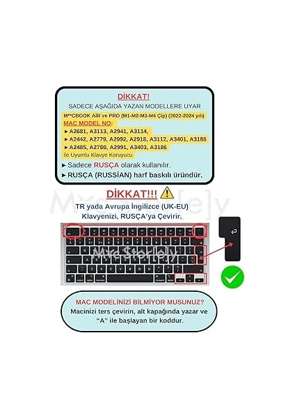 MacBook Klavye Koruyucu Rusça Baskılı Uk-Ters L Enter Tipi Air 13,6-15,3inç- Pro 14,2-16,2inç M1-M2-M3-M4 Pro Max Uyumlu, Ince Hafif Yıkanabilir Silikon Klavye Filmipembe fiyatları