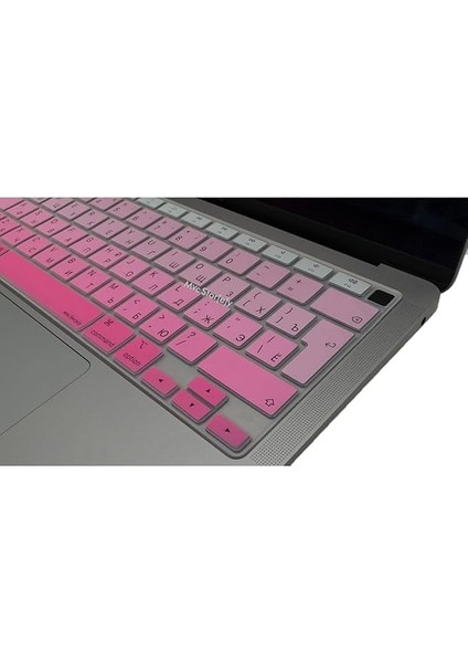 MacBook Klavye Koruyucu Rusça Baskılı Uk-Ters L Enter Tipi Air 13,6-15,3inç- Pro 14,2-16,2inç M1-M2-M3-M4 Pro Max Uyumlu, Ince Hafif Yıkanabilir Silikon Klavye Filmipembe modelleri