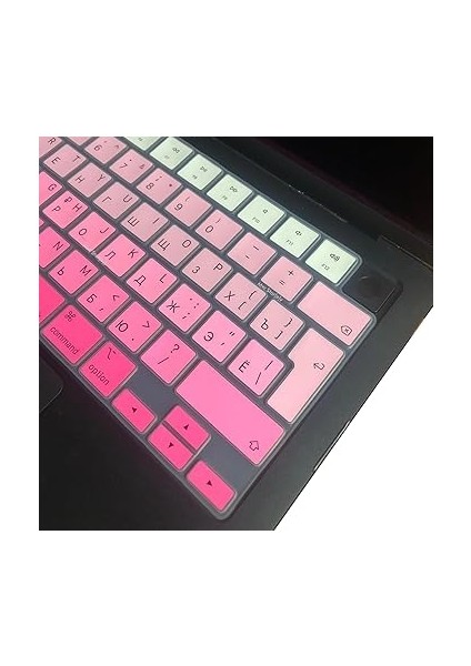 MacBook Klavye Koruyucu Rusça Baskılı Uk-Ters L Enter Tipi Air 13,6-15,3inç- Pro 14,2-16,2inç M1-M2-M3-M4 Pro Max Uyumlu, Ince Hafif Yıkanabilir Silikon Klavye Filmipembe fırsatları