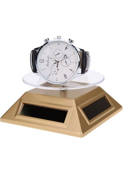 Güneş Enerjili Solar 360 Derece Dönen Vitrin Stand Döner Tabla Gold