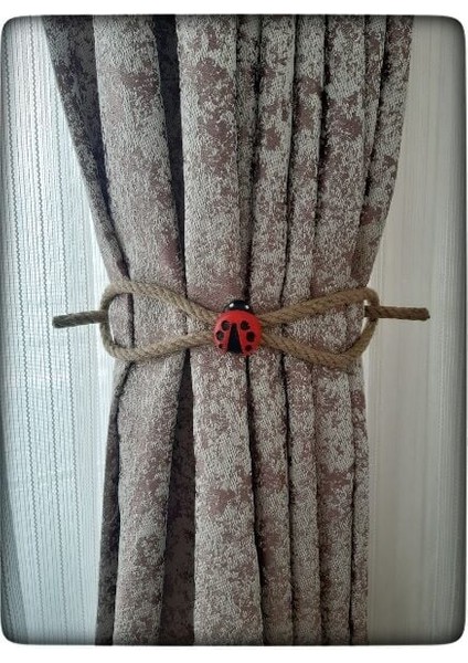 6 Adet Braçol Kanat Perde Tokası Tül Perde Tutucu Perde Süs Uğur Böceği Ile Uğur Gelsin