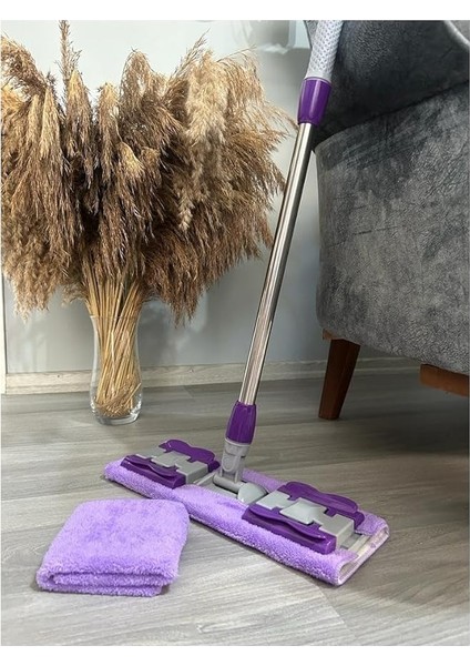 Mop Yer Fayans Duvar Yüzey Temizlik Mikrofiber Mandallı Mop, Teleskopik Saplı Istediğin Bezi Tak Kullan Hediye Yedek Bez ' Li