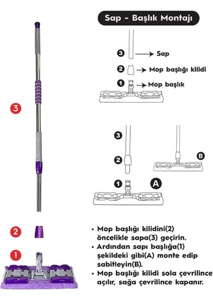 Mop Yer Fayans Duvar Yüzey Temizlik Mikrofiber Mandallı Mop, Teleskopik Saplı Istediğin Bezi Tak Kullan Hediye Yedek Bez ' Li fiyatları