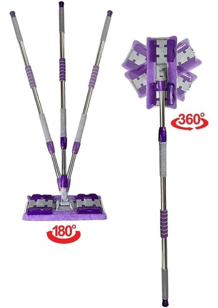 Mop Yer Fayans Duvar Yüzey Temizlik Mikrofiber Mandallı Mop, Teleskopik Saplı Istediğin Bezi Tak Kullan Hediye Yedek Bez ' Li indirimleri