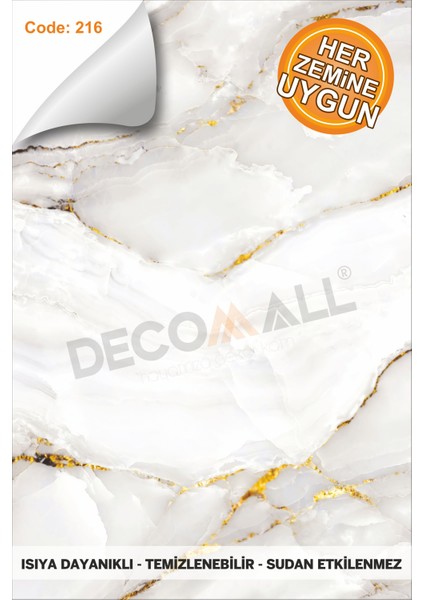 Suya Dayanıklı Mutfak Banyo Zemin Mermer Mobilya Fayans Yapışkanlı Folyo Kaplama Code 216