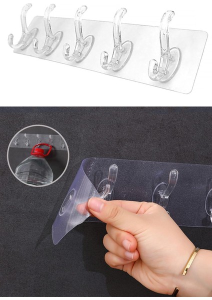 5'li Güçlü Yapışkanlı Şeffaf Duvar Askısı Banyo Mutfak Düzenleyici Pratik Askılık fırsatları