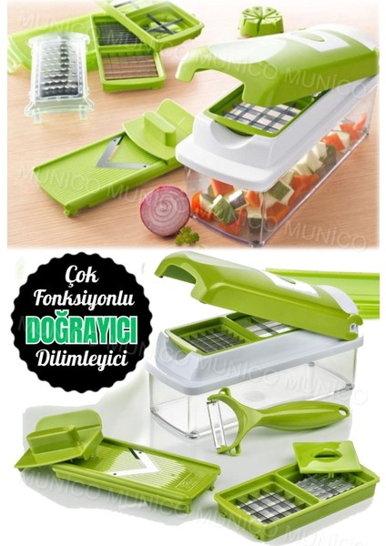 11 Parça Çok Fonksiyonlu Sebze Doğrayıcı ve Dilimleyici Mutfak Aleti